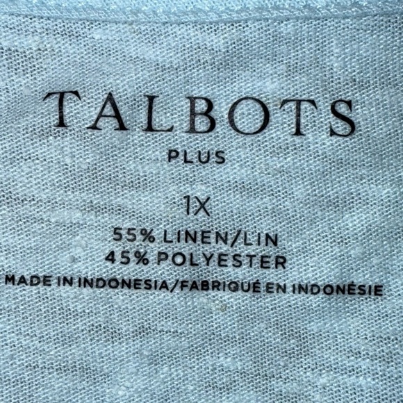 TALBOTS DROP SHOULDER V-NECK TEE - Plus 1X Seaside Blue - Picture 6 of 12